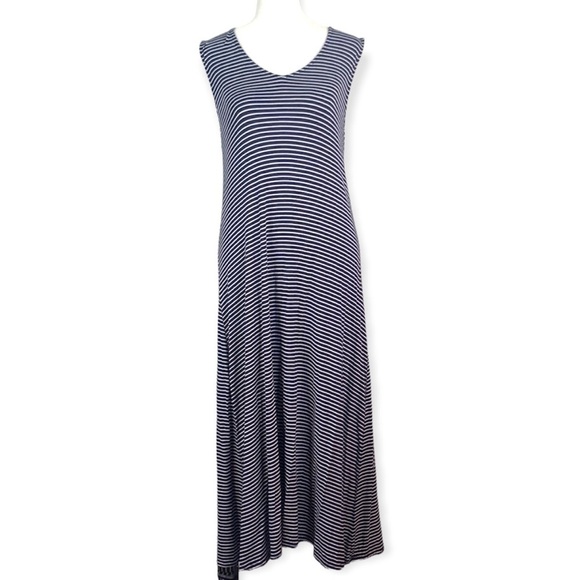 GAP Navy and White Striped Maxi Dress with Open Back - Picture 3 of 13